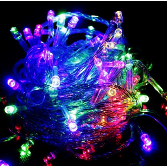 100 Λαμπάκια LED Χριστουγενιάτικα λαμπιόνια αδιάβροχα διακοσμητικά σε 6 χρωματισμούς(πολύχρωμα-λευκό-κόκκινο-πράσινο-μπλέ-ροζ)
