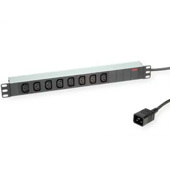 POWERSTRIP ROLINE 19' 8P xC13 WITH 2M C20 CABLE ALUMINUM 16A