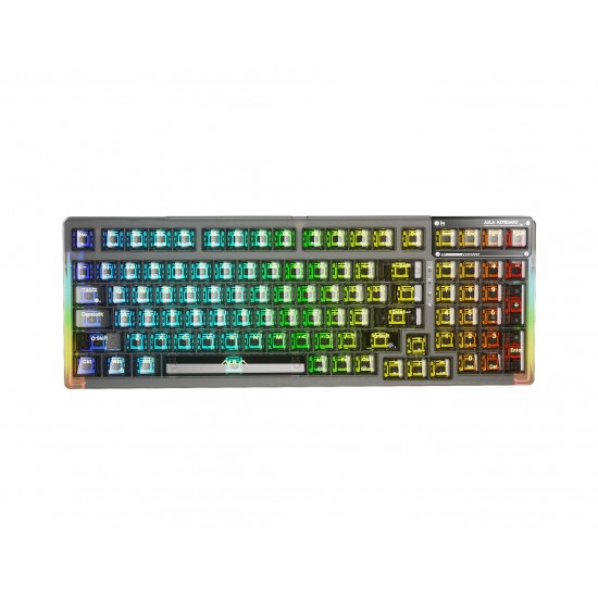 KEYBOARD AULA F98 MECHANICAL BLACK TRANSPARENT BT/2.4G/ WIRED GR NEW