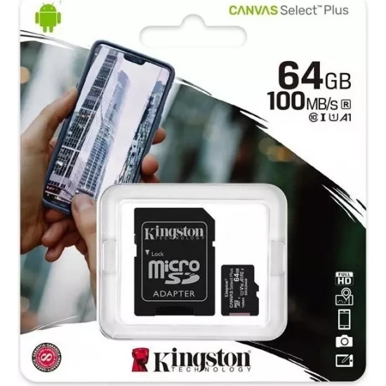 Κάρτα μνήμης Kingston Canvas Select Plus microSDXC 64GB Class 10 U1 V10 A1 UHS