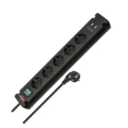 Brennenstuhl Πολύπριζο 5 θέσεων με 2 x USB με διακόπτη και 3m καλώδιο