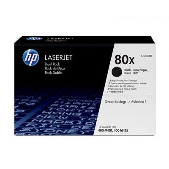 HP 80X Original Black 2 pc(s)