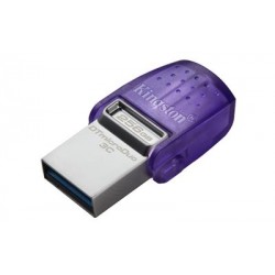 Kingston Technology DataTraveler microDuo 3C USB flash drive 256 GB USB Type-A / USB Type-C 3.2 Gen 1 (3.1 Gen 1) Stainless steel, Purple