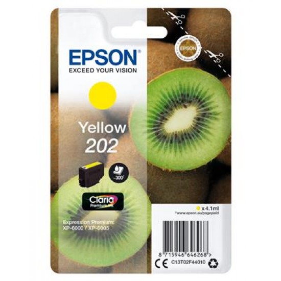 Epson Kiwi Singlepack Yellow 202 Claria Premium Ink