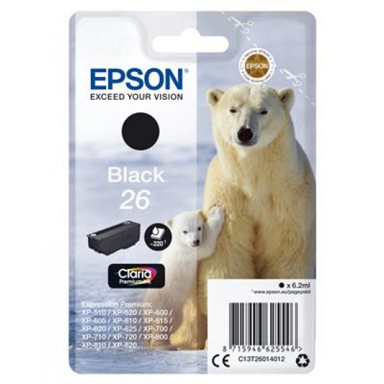 Epson Polar bear Singlepack Black 26 Claria Premium Ink