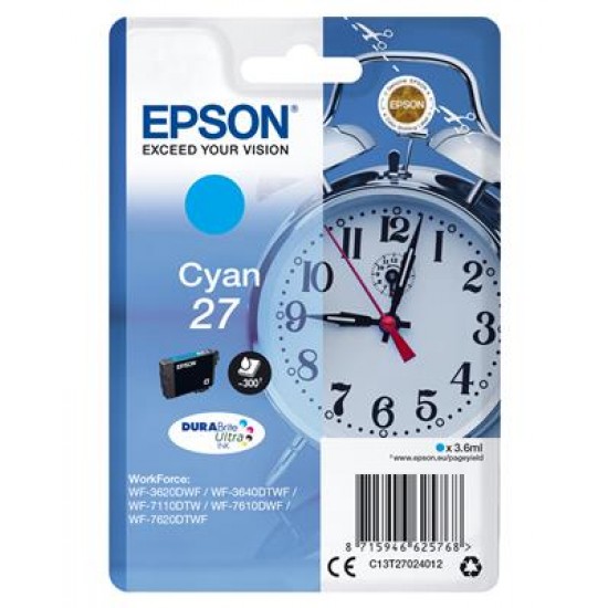 Epson Alarm clock Singlepack Cyan 27 DURABrite Ultra Ink