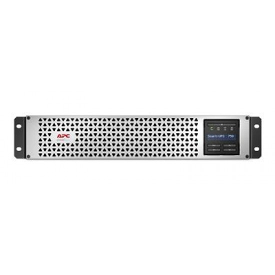 APC Smart-UPS, Line Interactive, 750VA, Lithium-ion, Rack/Tower, 2U, 230V, 6x IEC C13 outlets, SmartConnect Port+SmartSlot, Short Depth, AVR, LCD