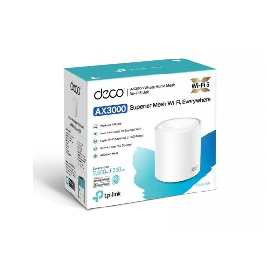TP-Link AX3000 Whole Home Mesh WiFi6 3? Gigabit Ports (1-pack) (Deco X50)