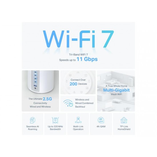 Tp-link BE11000 Whole Home Mesh Wi-Fi 7 System Deco BE65(3-PACK)