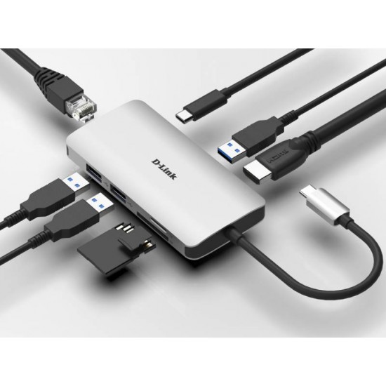 D-Link 8-in-1 USB-C Hub with HDMI/Ethernet/Card Reader/Power Delivery (DUB-M810)