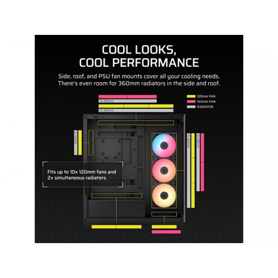 Corsair 3500X ARGB / Mid-Tower Case / Tempered Glass / ATX / Black – PN: CC-9011322-WW