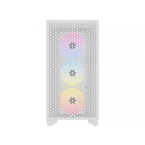 Corsair Mid Tower ATX Case 3000D RGB Airflow Windowed Tempered Glass - White - CC-9011256-WW