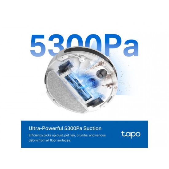 TP-Link TAPO 5300Pa Suction MagSlim™ Robot Vacuum and Mop with and Auto- Empty Dock (TAPO RV20 Max Plus White)