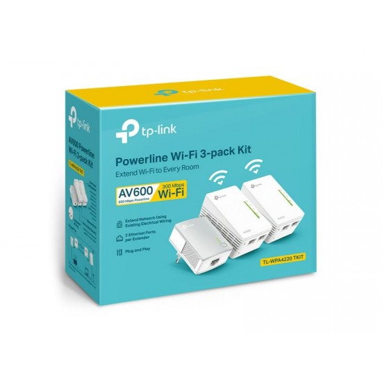 Tp-Link AV600 Powerline Wi-Fi 3-Pack Kit (TL-WPA4220 TKIT)