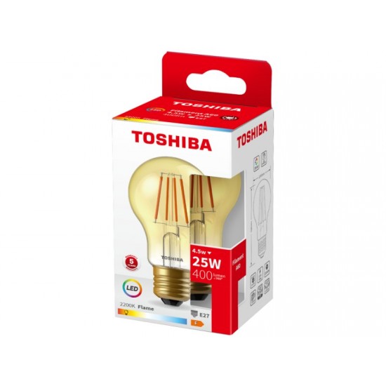 TOSHIBA LED FILAMENT AMBER A60 E27 4.5W 2200K
