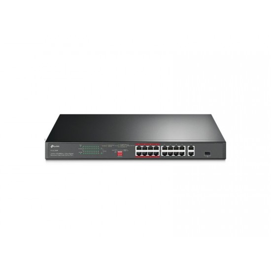 Tp-Link 16-Port 10/100 Mbps + 2-Port Gigabit Rackmount Switch with 16- Port PoE+ (TL-SL1218P)
