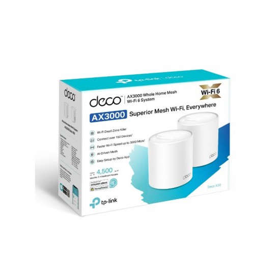 TP-Link AX3000 Whole Home Mesh WiFi6 3? Gigabit Ports (2-pack) (Deco X50)