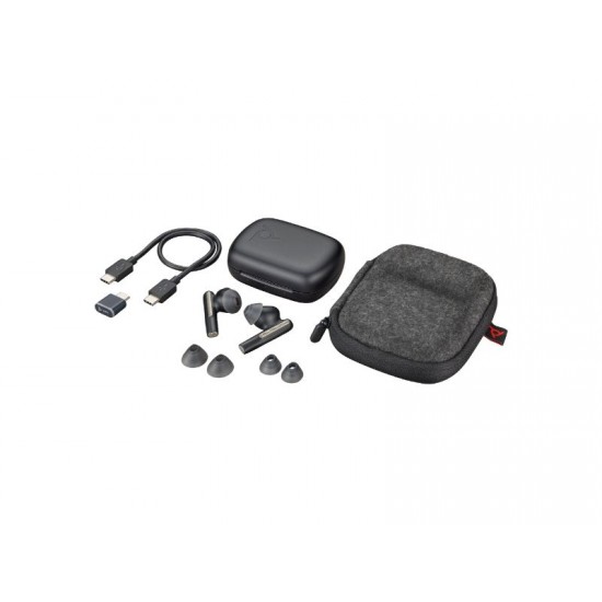 Poly Voyager Free 60 UC Carbon Black Earbuds + BT700 USB-C Adapter + Basic Charge Case - 7Y8H4AA