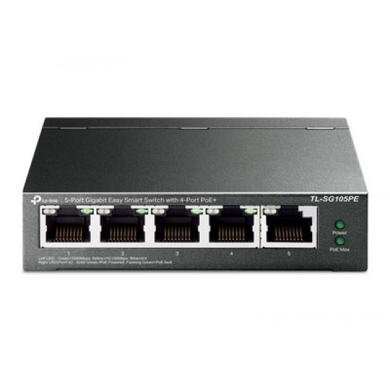 Tp-Link 5-Port Gigabit Easy Smart Switch with 4-Port PoE+ (TL-SG105PE)