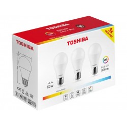 TOSHIBA LED 3PACK A60 E27 8.5W 3000K