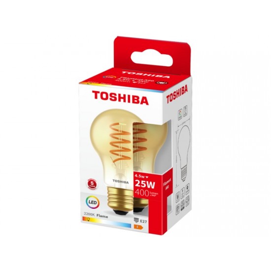 TOSHIBA LED FILAMENT SPIRAL AMBER A60 E27 4.5W 2200K