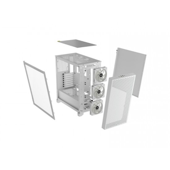 Corsair Mid Tower ATX Case 3000D RGB Airflow Windowed Tempered Glass - White - CC-9011256-WW