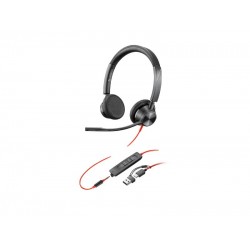 Poly Headset Blackwire 3325 Stereo Microsoft Teams Certified USB-C +  3.5mm Plug +USB-C/A Adapter (8X222AA)