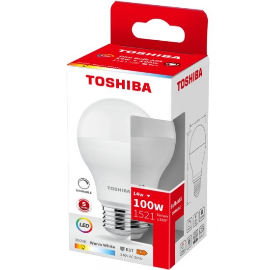 TOSHIBA LED A65 E27 14W 3000K DIMMABLE