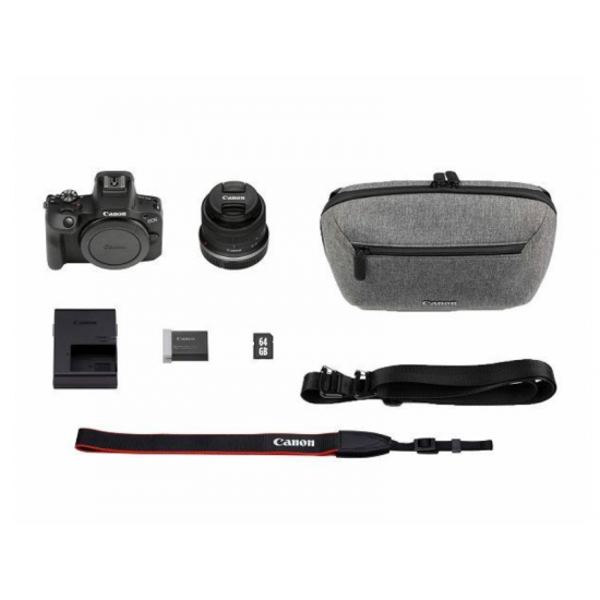 Canon EOS R100 18-45 travel kit includes :charger LC-E17E/ Battery LP- E17E/ STRAP/ SHOULDER BAG/ MEMORY CARD/ LENS PROTECTOR