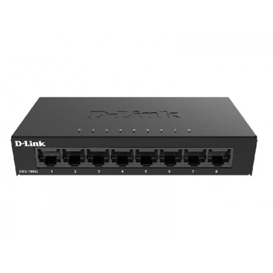 D-Link Switch 8-Port Gigabit Ethernet Metal Housing Unmanaged (DGS- 108GL)