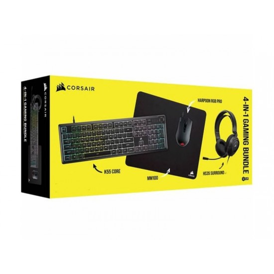 CORSAIR Bundle HS35v2 7.1, K55 Core, H Pro, MM100 - CH-9226F65-NA