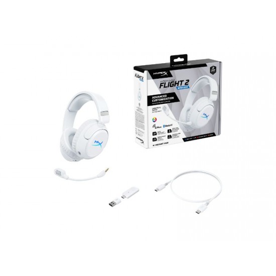 HyperX Cloud Flight 2 Wireless Over Ear Gaming Headset White - B5VC5AA