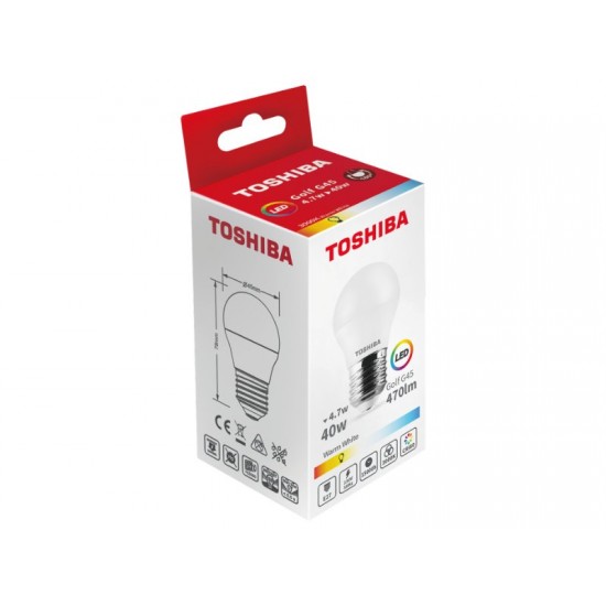 TOSHIBA LED G45 E27 4.7W 3000K