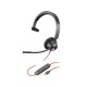 Poly Blackwire 3310 Headset Monaural Microsoft Teams Certified USB-C +USB-C/A Adapter - 8X216AA