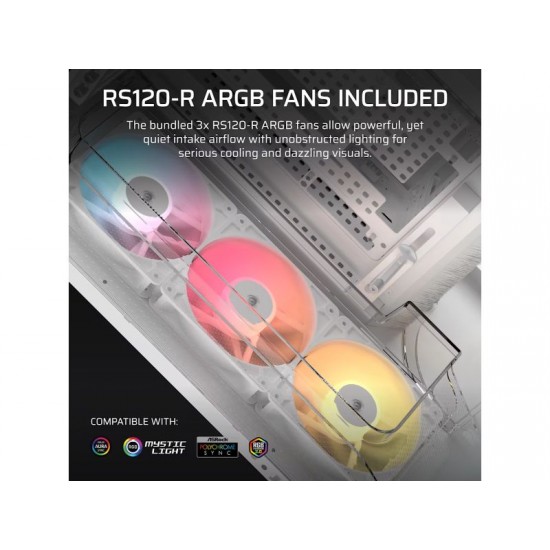 Corsair 5400 Air ARGB / Mid-Tower Case / Tempered Glass / ARGB Fans / White – PN: CC-9011319-WW