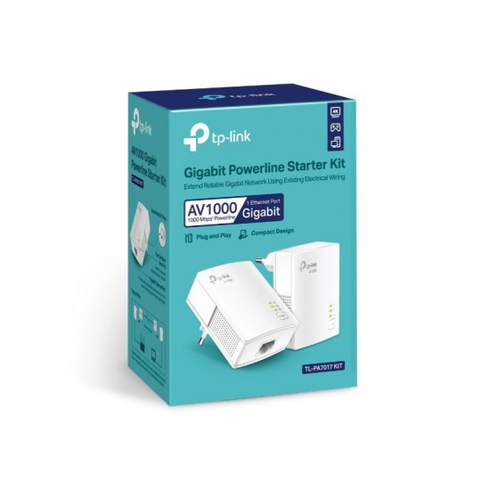 Tp-Link AV1000 Gigabit Powerline Starter Kit (TL-PA7017 KIT)