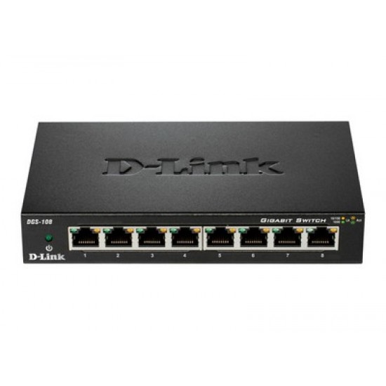 D-Link Switch 8-Port Gigabit Ethernet Metal Housing Unmanaged (DGS- 108GL)