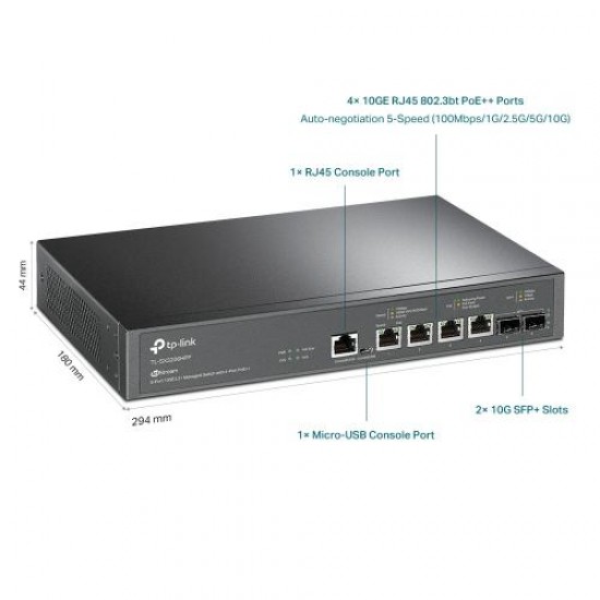 Tp-Link JetStream 6-Port 10GE L2+ Managed Switch with 4-Port PoE++ (TL- SX3206HPP)