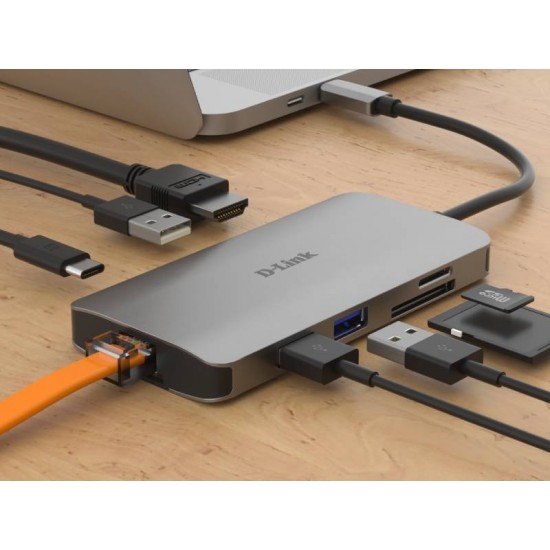D-Link 8-in-1 USB-C Hub with HDMI/Ethernet/Card Reader/Power Delivery (DUB-M810)