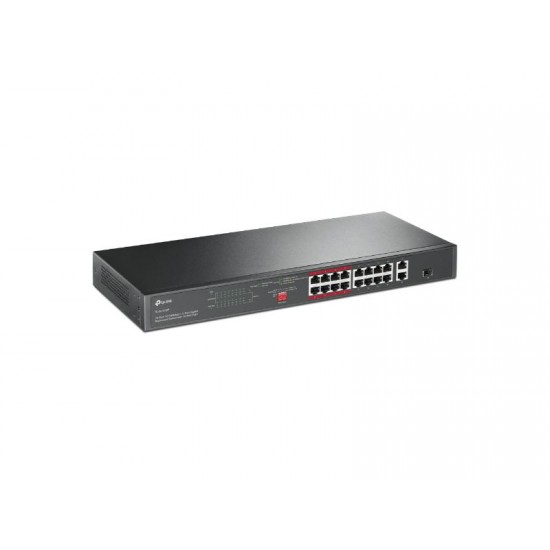 Tp-Link 16-Port 10/100 Mbps + 2-Port Gigabit Rackmount Switch with 16- Port PoE+ (TL-SL1218P)