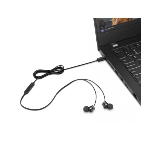 Headphones Lenovo USB-C/In-Ear/1.2m Cable/32 Ohm/9mm Driver/110dB Sensitivity/In-line Controls/1Y Warranty