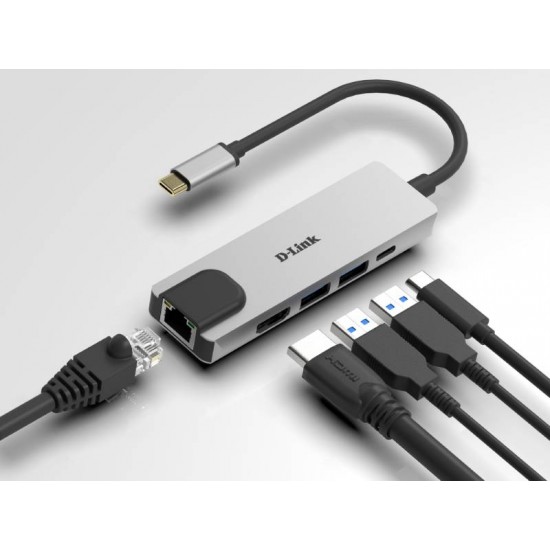 D-Link 5-in-1 USB-C Hub with HDMI/Ethernet and Power Delivery (DUB-M520)