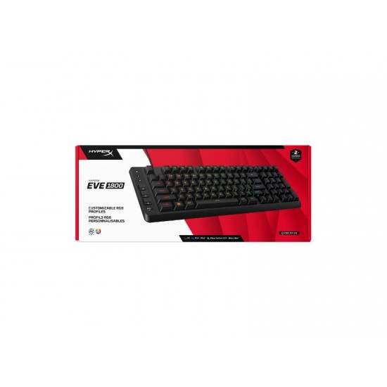 HyperX Eve 1800 Membrane Compact Gaming Keyboard RGB (US Layout) - Black - B7JE0AA