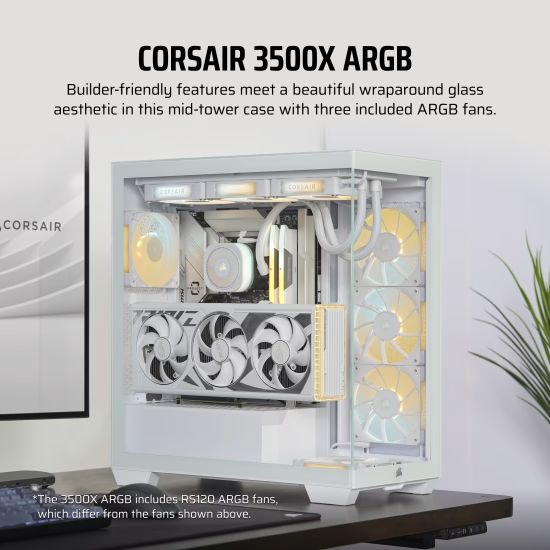CORSAIR Case 3500X ARGB (Mid-Tower, TG, White)