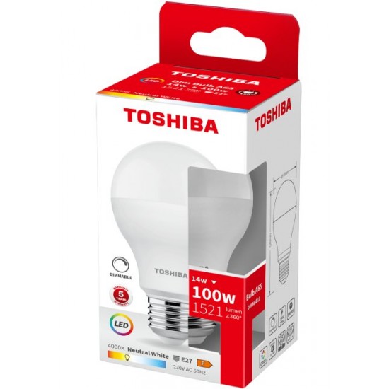TOSHIBA LED A65 E27 14W 4000K DIMMABLE