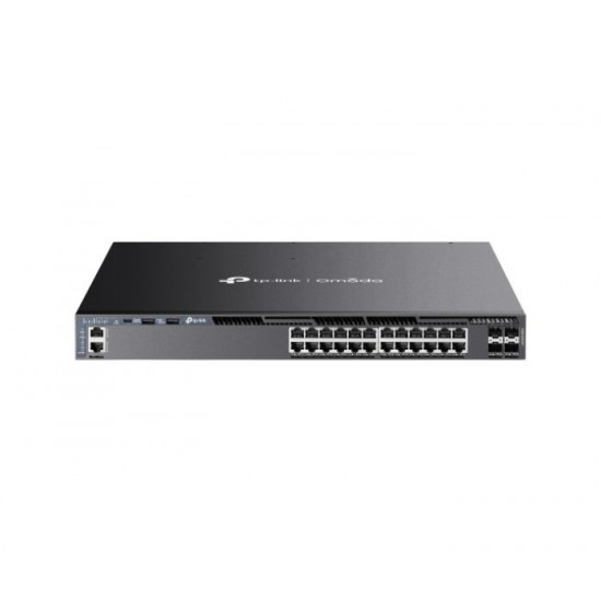 Omada 24-PortGigabit Stackable L3 Managed PoE+ Switch with 4 10GE SFP+ Slots