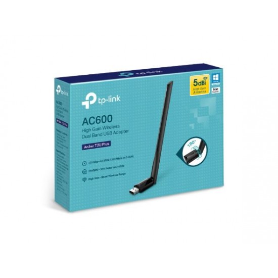 Tp-Link AC600 High Gain Wireless Dual Band USB Adapter (Archer T2U Plus)