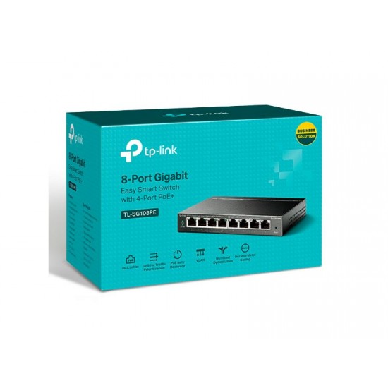 Tp-Link 8-Port Gigabit Easy Smart Switch with 4-Port PoE+ (TL-SG108PE)