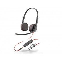 Poly Blackwire 3225 Stereo USB-C Headset +3.5mm Plug +USB-C/A Adapter (8X229AA)