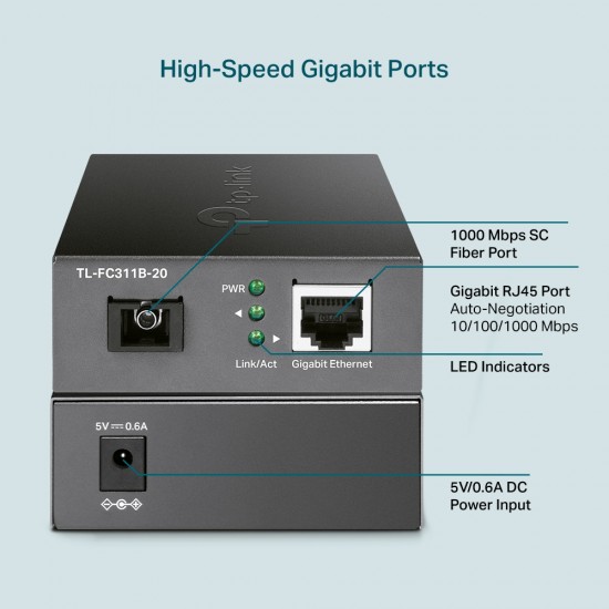 Tp-Link Media Converter Gigabit WDM (TL-FC311B-20)